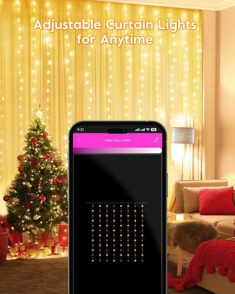 USB Powered Curtain String Lights 9.8ft Long With 300 LEDs, App Control And Remote, 8 Modes, Waterproof Indoor Fairy Lights