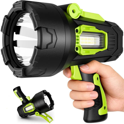 Rechargeable Spotlight 2,000,000 Lumen Handheld Searchlight With Foldable Tripod Ultra Bright LED Flashlight handheld view