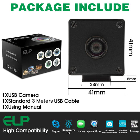 High Speed USB Autofocus Camera For PC And Laptop With 1080P 120FPS 12MP Sensor IMX577 100 Degree Wide Angle Lens shown in packaging