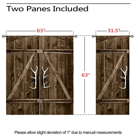 Barn Wood Door Style Blackout Curtains For Kids Rooms Cozy Rustic Home Decor Darkening Window Drapes 63 By 63 Inch 2 Panels