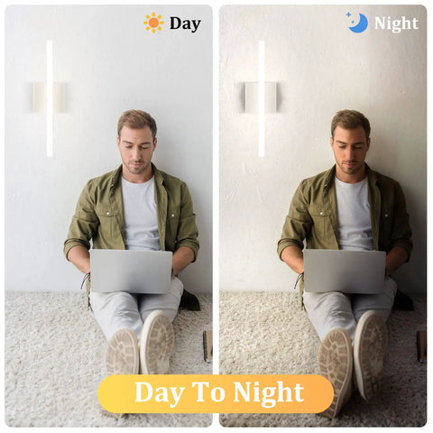 Modern Vanity Light Above Mirror 16 Inch 9W Soft Shadow Free Makeup Friendly Chrome Finish Bathroom Bar Light Natural White 4000K Non Dimmable For Small Spaces, day and night usage shown