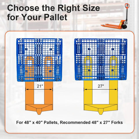 Heavy Duty Manual Pallet Jack Featuring 5500 Lb Capacity And 21 X 48 Inch Forks Built Tough For No Sweat Material Moving And Smooth Hydro Operation On Every Job Site