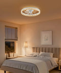 Top Tier 20 Inch Modern Ceiling Fan With Integrated LED Lights And Smart Remote App Control in a cozy bedroom setting.