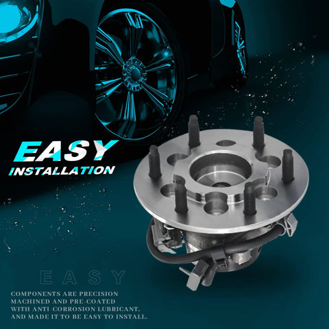 6 Lug Front Passenger Side Wheel Hub With ABS Sensor, OEM-Approved Wheel Bearing And Hub Assembly for Chevy Colorado, GMC Canyon, Isuzu I-280, I-290, I-370 (2004-2008) with focus on installation features.