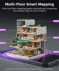 Model home with five floors on smartphone showing LiDAR mapping, Robot Vacuum And Mop Combo With Bagless Self Emptying Station 18000Pa Suction LiDAR Mapping A Real Workhorse For Pet Hair On Carpet And Hard Floors Connects With App Alexa And Voice Control.