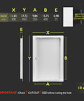 Heavy Duty Metal Wall Access Panel With Slick White Finish Flows Right Over 10 By 16 Inch Drywall Cutouts measurement image.