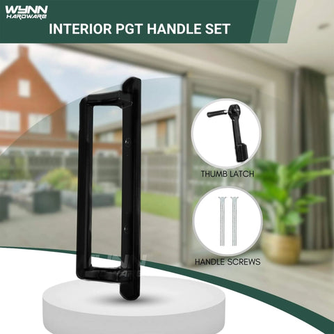 10 Inch Sliding Glass Door Handle Replacement For Patio Doors With 3 7/8 Inch Center Hole Spacing Black Aluminum Handle Set