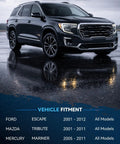 SUV highlighting fitment for Beefed Up Front And Rear Wheel Bearing And Hub Kit For Ford Escape 2001 To 2012 Mazda Tribute 2001 To 2011 Mercury Mariner 2005 To 2011 Five Lug Pattern