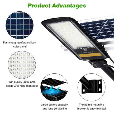 80W Solar Street Light Outdoor Flood Light With 84 LEDs 1600 Lumens 6500K IP67 Dusk To Dawn Solar Powered Security Lighting advantages