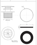 Specification sheet for Coarse Thread 1-1/2 Inch NPSM Mushroom Toe Bathtub Drain Stopper Polished Chrome With Easy Push To Close Operation