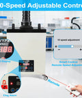 200W Laser Fume Extractor With LED Remote Filter Alert showcasing 10-speed control and smart remote speed adjustment.