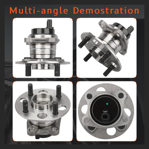 Multi-angle view of Rear Wheel Hub Bearing Assembly with ABS for Toyota Yaris 2007 2016 4 Lug 1 Rear Fitment for Prius C 2012 2016