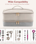 Travel Hair Dryer Case With Double Layer Storage Fits Revlon And Most 110V Dryers Flexstyle Airwrap Fusion Brush And Styling Tools Built To Last On The Go Organizer Bag shown closed with dual zippers.