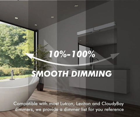 Modern bathroom with 3 Color LED Bathroom Vanity Light Bar 36 Inch Dimmable 3000K 4000K 5000K Selectable 120V 30W 1800 Lumens Brushed Nickel Bath Fixture Lit For Modern Bathrooms Easy Install above mirror.