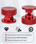 Pipeliner Style Welding Hood Fasteners Headgear Replacement Screws Aluminum Red Anodized Knurled Pair Built Tough For Durable Helmet Hardware Upgrade Kit displayed on a white background