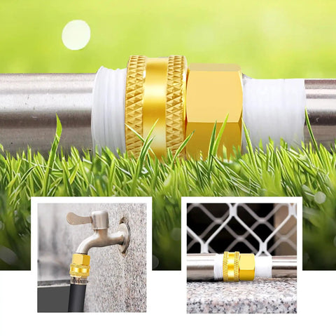 Lead-Free Brass Garden Hose Fitting Adapter 2-Pack Swivel Double Female 3/4 GHT to 1/2 NPT Quick Connect, Easy Install