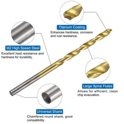 Pro Grade Metric Tap And Drill Bit Set For DIY Projects, M5 X 0.8 Right Hand Taps And 4.2mm Titanium Coated HSS Drill Bits shown