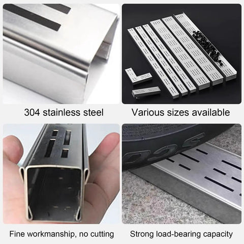 Pro Grade Trench Drain Kit With Removable Channel And Grates For Outdoor Yard Patio Deck Garden Lawn Pathway Drainage System Built To Last And Weatherproof Stainless Steel showing various sizes and fine workmanship.