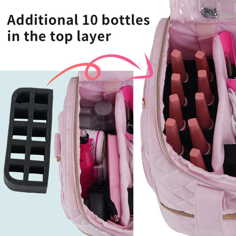 Nail Polish Organizer Case That Fits One Nail Lamp And Fifty Bottles Waterproof Storage With Leakproof Side Pockets For Remover