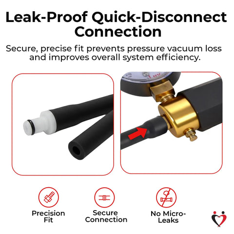 Leak-proof connection of Go To Heavy Duty Non Collapsible Premium Silicone Vacuum Hose With Quarter Inch Inner Diameter And Eighteen Inch Length Includes Male Quick Disconnect Fitting Matte Black Tubing For Precision Vacuum Tools And Accessories