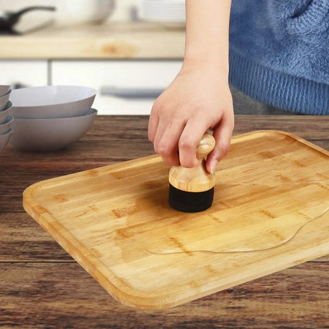 2 Pack Natural Bamboo Cutting Board Oil And Wax Applicator Set for even oiling on a bamboo cutting board