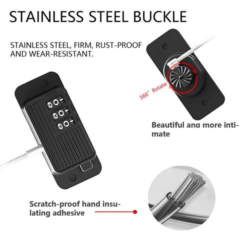 Stainless steel buckle for Heavy Duty Refrigerator And Cabinet Locks No Drill Adhesive Child Safety Latches with scratch-resistant adhesive.