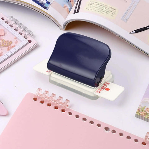 6 Hole Punch For A4 A5 B5 Loose Leaf Notebooks And Scrapbooks, metal circle paper puncher on white surface with open notebooks