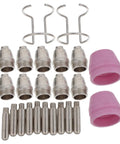 Heavy Duty Plasma Cutter Nozzle Kit With Electrode For Cut-60 Ag60 And Sg55 Machines featuring multiple stainless steel nozzles and electrodes.