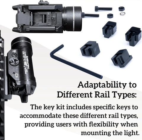 Universal Key Adapter Kit For TLR 1 And TLR 2 Rails 69260 Replacement Parts Easy Drop In Mount Keys and tools shown.