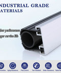 Close-up of an All Weather Garage Door Seal Kit With Aluminum Track Retainer, 16.5 Ft Bottom Weather Stripping For 8 To 16 Ft Doors, heavy duty rubber seal.
