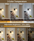 Sleek Matte Black Rechargeable Wall Sconces Set Of Two Wireless Dimmable Led Lights With Remote Easy Setup For Bedroom And Living Room All Day Battery Operated Lamps Heavy Duty Build Badass Style showing 3 color temperatures.