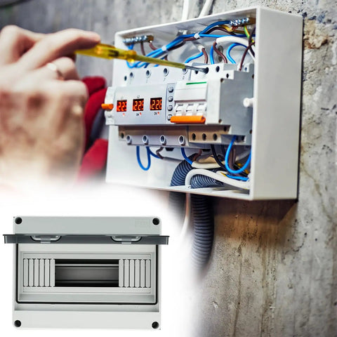 12 Way Circuit Breaker Distribution Box Waterproof IP65 Enclosure For Outdoor And Indoor Use With DIN Rail Mount PC ABS