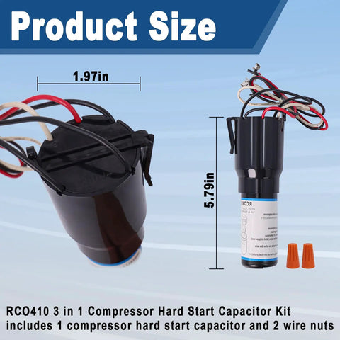 3 In 1 Compressor Hard Start Kit For Refrigerators And Freezers One Quarter To One Third HP 115V shown with dimensions