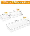 Clear Plastic Drawer Organizer Set For Kitchen Bathroom Office Cosmetics And Tools With Adjustable Dividers Space Saving Transparent Design 9 Pieces