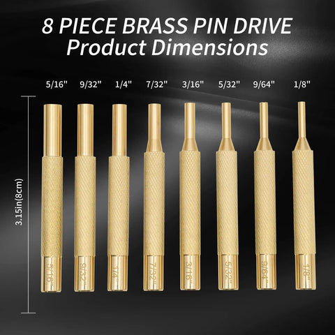Eight Piece Brass Pin Drive Punch Set With Red Storage Pouch For Bench Work A Handy Go To Tool For Upgrading And Repairing