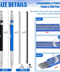 Image of Two Pack Welders Pencil Kit With Forty Eight 2.0 Mm Round Refills. Detailed view of silver and black pencils and refill loading steps.