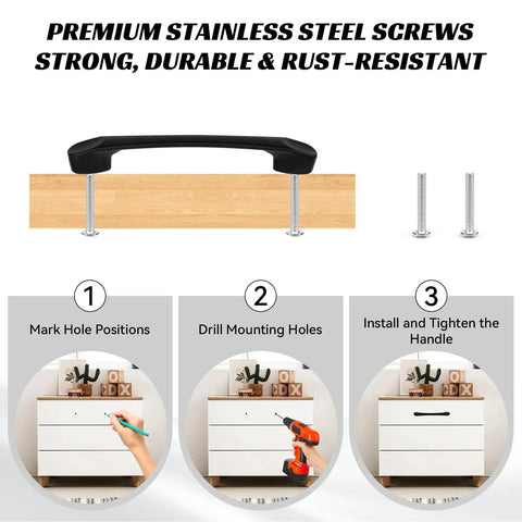 Installation steps for Six Pack Cabinet Pulls 6-1/4 Inch Center-to-Center Slim Square Drawer Handles for furniture