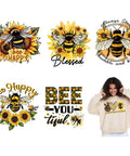 Six Pack Bee Sunflower Iron On Transfers Dope DTF Paper Decals For T Shirts Hoodies Jackets Positive Text Washable Ready To Press