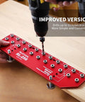 Shelf Pin Jig For Quick And Precise Shelf Installation, Drills 11 Holes In One Pass With All Metal Construction on wooden board