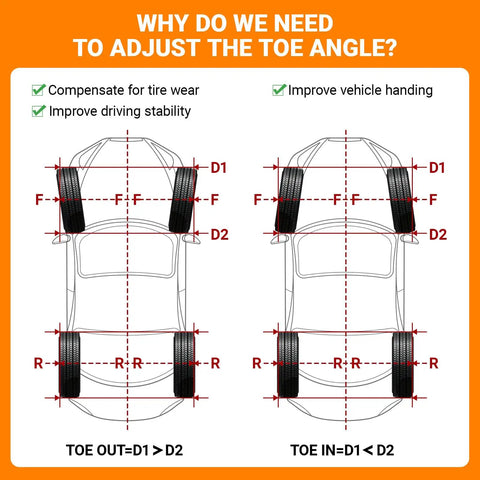 Upgraded Adjustable Toe Plates Wheel Alignment Tool Kit With Extension Rod And Measuring Tape For Quick Front End Fixes No Sweat Setup Fits Lower Chassis And Large Brake Calipers Built Tough