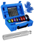 Pro Grade 11 Piece Bearing Race And Seal Driver Set With 9 Double Sided Adapters 39.5mm To 81mm Oil Seals in blue case