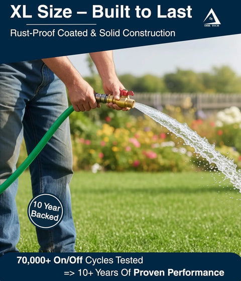 Person using Brass Garden Hose Shut Off Valve Three Quarter Inch Full Flow Design Built Tough And Heavy Duty 2026 Edition