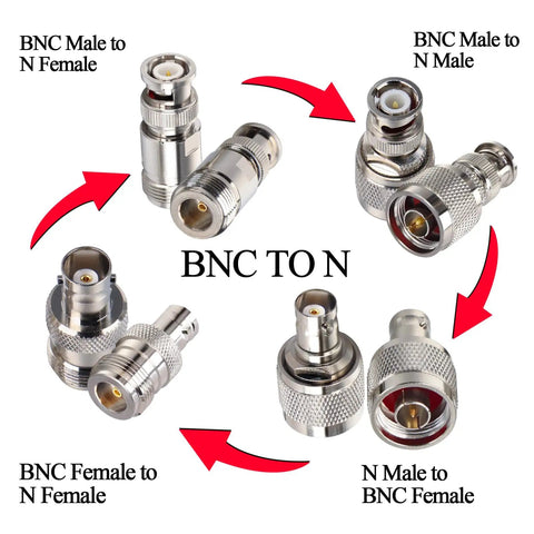 4 Pack N To BNC Coax Adapters Kit Male To Female And Female To Male For Antennas Radios Gold Plated Copper Nickel Brass Durable