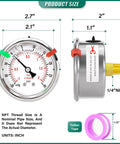 BOGERDACK stainless steel glycerin-filled vacuum gauge, 2.5 in dial; front/side views, 30 inHg/30 psi, 1/4 in NPT