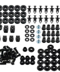 All-In-One Motorcycle Bolt Kit For Fairing Screws Nuts Washers And Hardware, Heavy-Duty Stainless Fasteners For Sportbike Restoration, Easy Install No-Fuss Vibration-Resistant Durable Assortment; black bolts and washers