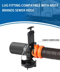 RV Gate Valve 3 Inch Hub To 3 Inch Lug With Cap Glue On 3 Inch PVC Sewer Pipe Black UV Resistant Plastic 1 Pack installed with Camco sewer hose