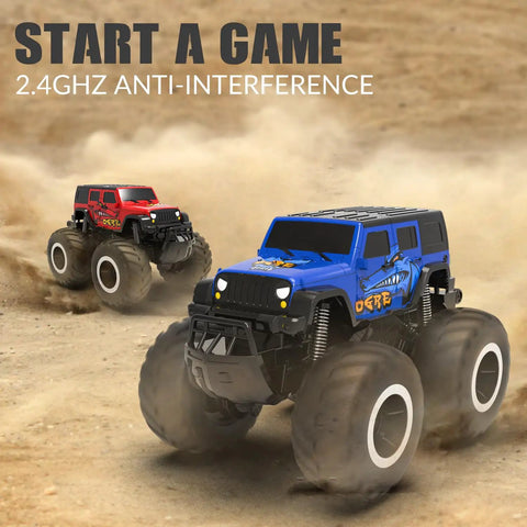Amphibious RC Car For All Terrain Fun Beasts On Wheels 1 To 16 Scale 2.4GHz Remote Control Monster Truck racing on dirt
