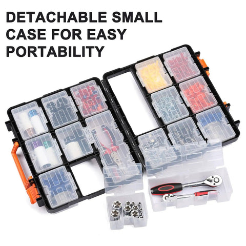 16 Compartment Detachable Toolbox Organizer With Removable Sections And Clear Lid For Easy Sorting Of Screws Bolts Nuts And Small Parts