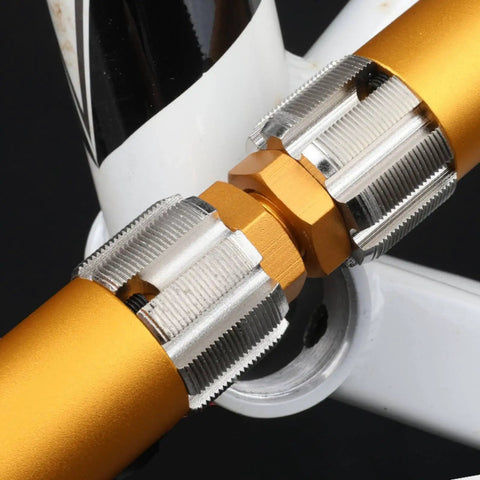 Pro Grade Bottom Bracket Thread Repair Tool And Thread Chaser For BC1.37x24T Bikes, silver metal taps on gold frame