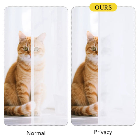 Comparison of normal curtain vs. White Privacy Curtains Four Panels Light Filtering Rod Pocket Top Window Drapes 42 Inch Wide By 63 Inch Long Each Non See Through Opaque for Kitchen Bathroom Living Room Decor.